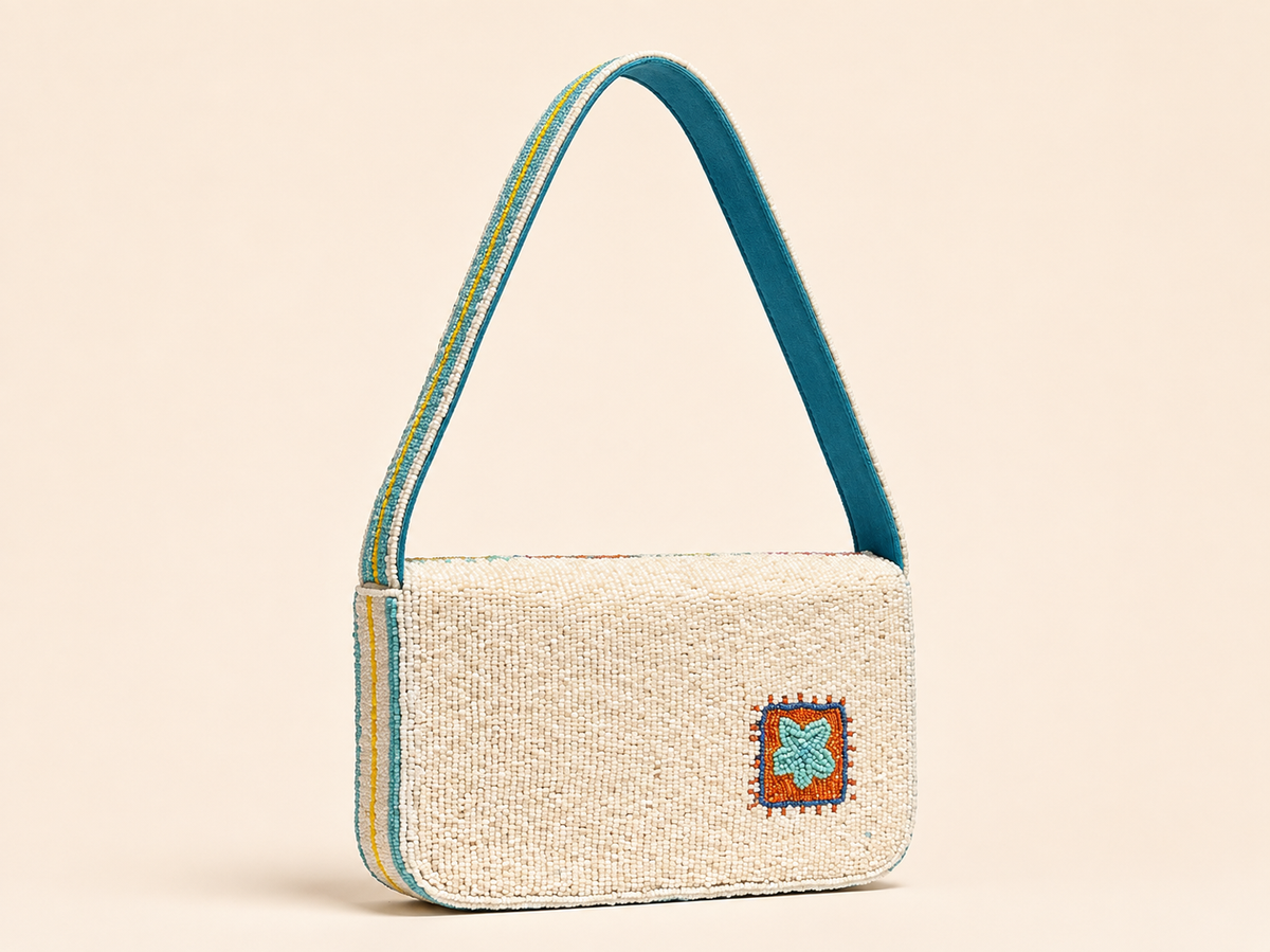 Seaside Story Hand-Beaded Shoulder Bag